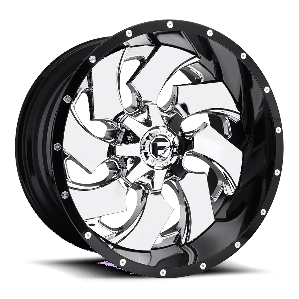 FUEL D240 CLEAVER 22x12 6x135/6x139.7 -44 CHROME PLATED GLOSS BLACK LIP