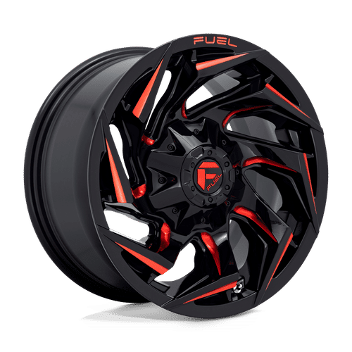 Fuel D755 15x8 5x139.7 -18 GLOSS BLACK MILLED WITH RED TINT