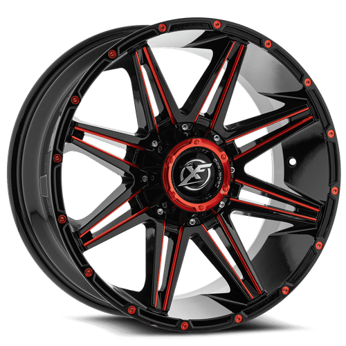 XF OFFROAD XF-220 20x9 6x135/6x139.7 0 Gloss Black Red Milling