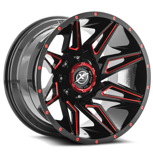 XF OFFROAD XF-218 20x9 8x165.1/8x170 0 Gloss Black Milled Red