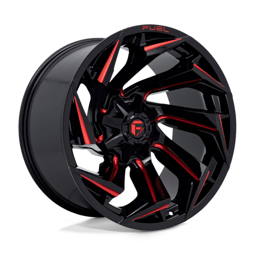 Fuel D755 22x12 8x180 -44 GLOSS BLACK MILLED WITH RED TINT
