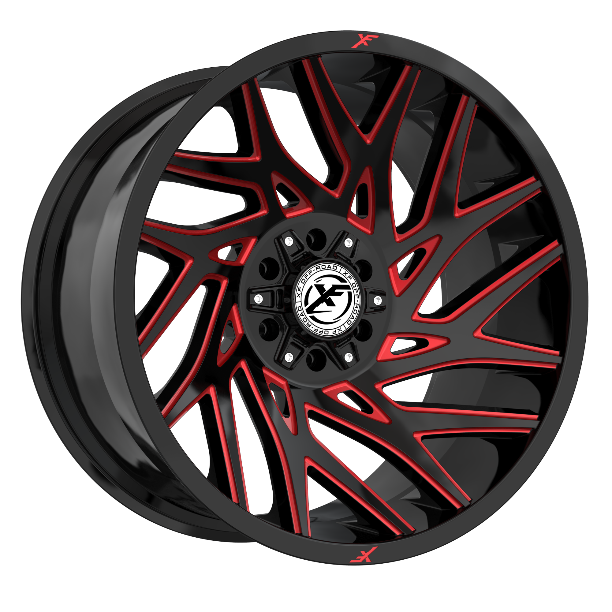 XF-229 20x10 5x127/5x139.7 -12 Gloss Black & Red Milled