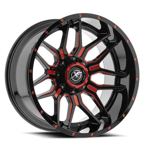XF OFFROAD XF-222 20x9 8x180/8x165.1 0 Gloss Black Milled Red
